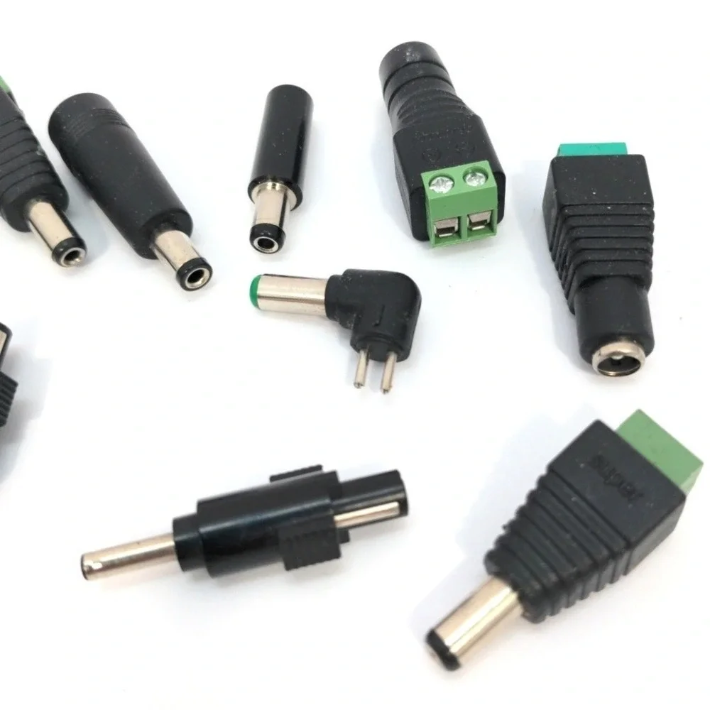 DC Power Adapter Connector Lot Universal Barrel Jack Terminal Block Tips 14pc